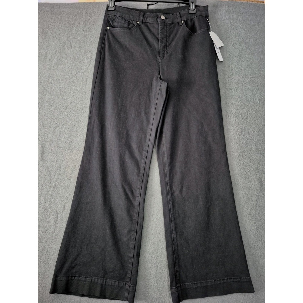 NWT Tribal Jeans Womens High Rise Ankle Wide Leg Black Dark Wash  Stretch Sz 12